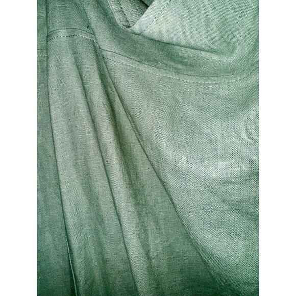 Vintage 90's R&K Linen Blend Overall Midi Dress Womens 10 Pineapple Green Y2K - Picture 9 of 9